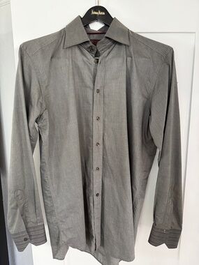 Etro Men's Gray Pinstripe Shirt in Subtle Stripe